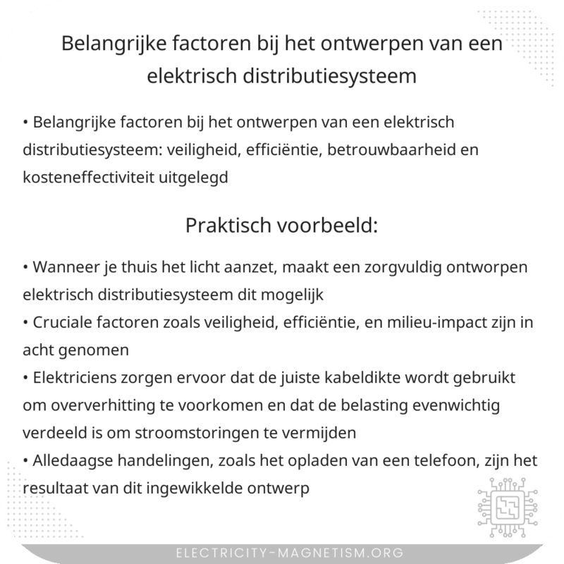 Belangrijke factoren bij het ontwerpen van een elektrisch distributiesysteem