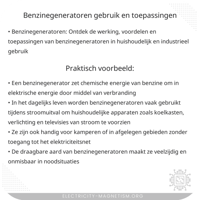 Benzinegeneratoren | Gebruik en Toepassingen