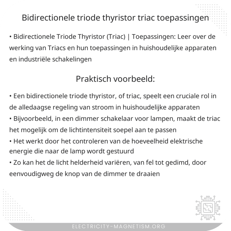 Bidirectionele Triode Thyristor (Triac) | Toepassingen
