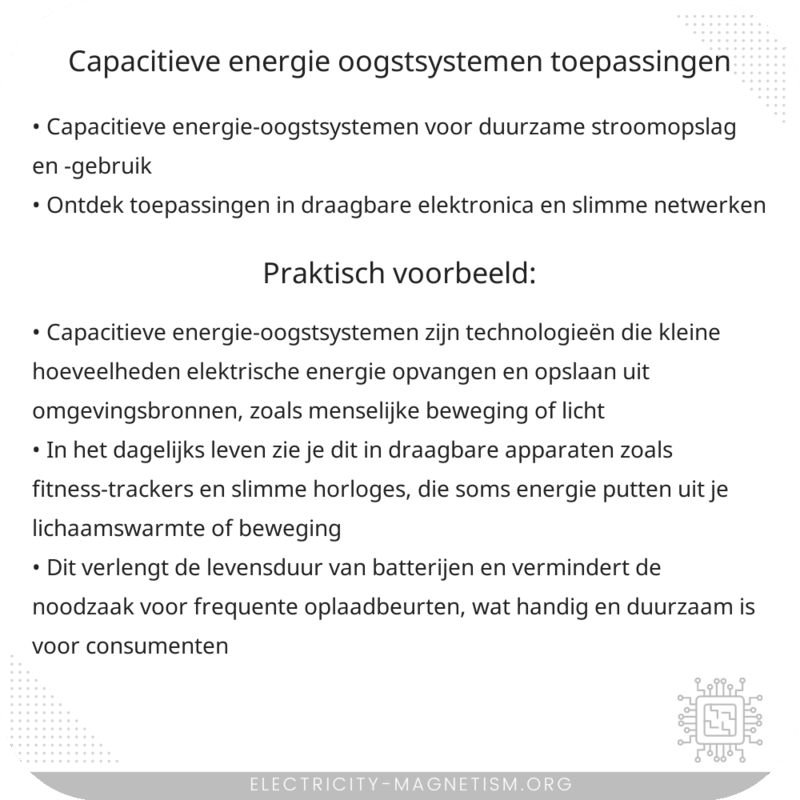 Capacitieve Energie-oogstsystemen | Toepassingen