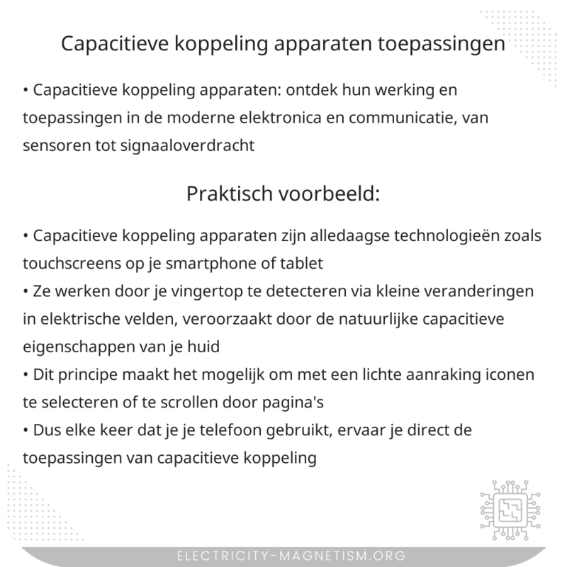 Capacitieve Koppeling Apparaten | Toepassingen