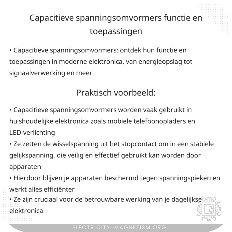 Capacitieve Spanningsomvormers | Functie en Toepassingen
