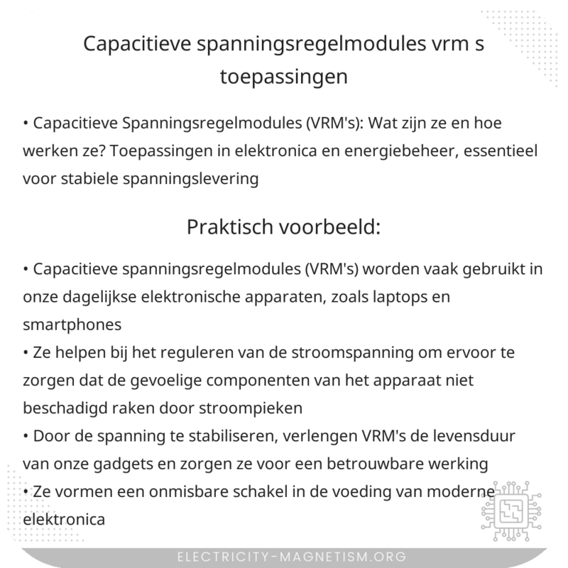 Capacitieve Spanningsregelmodules (VRM's) | Toepassingen