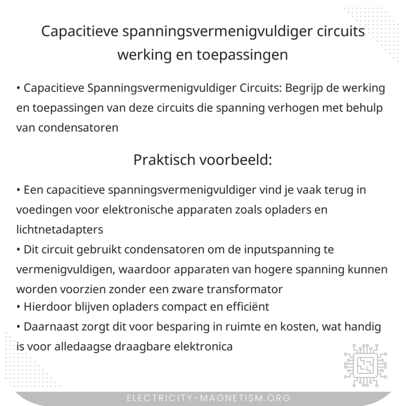 Capacitieve Spanningsvermenigvuldiger Circuits | Werking en Toepassingen