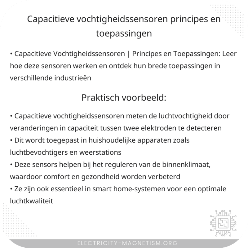 Capacitieve Vochtigheidssensoren | Principes en Toepassingen