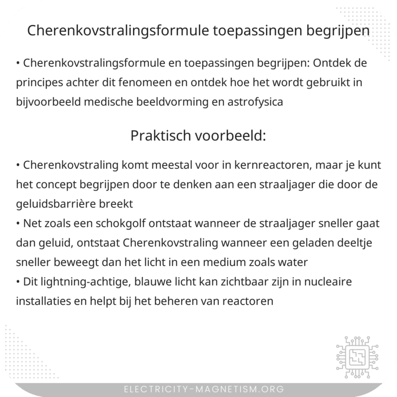 Cherenkovstralingsformule | Toepassingen Begrijpen