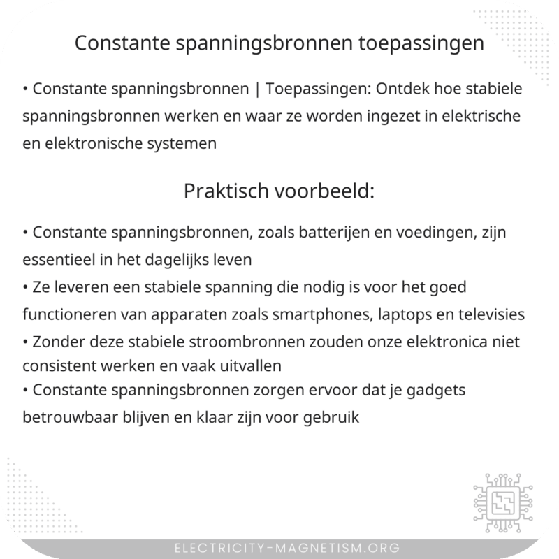 Constante spanningsbronnen | Toepassingen