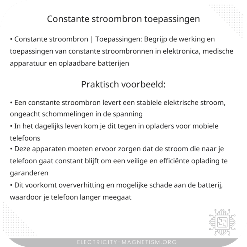 Constante Stroombron | Toepassingen