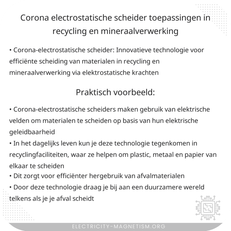 Corona-electrostatische scheider | Toepassingen in recycling en mineraalverwerking