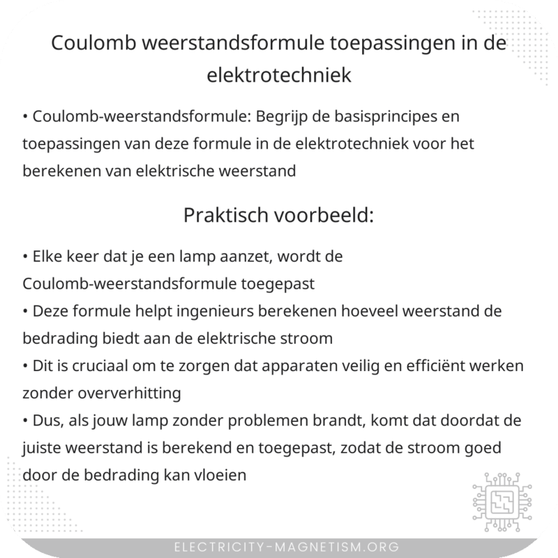 Coulomb-weerstandsformule | Toepassingen in de elektrotechniek