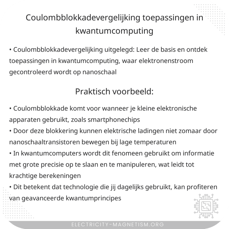 Coulombblokkadevergelijking | Toepassingen in Kwantumcomputing