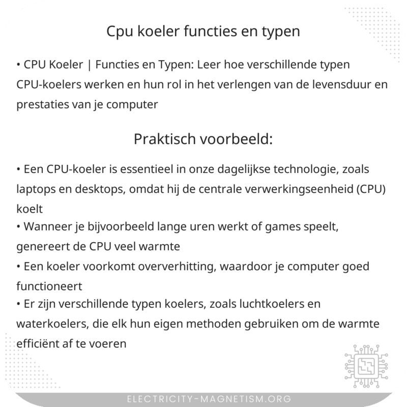 CPU Koeler | Functies en Typen