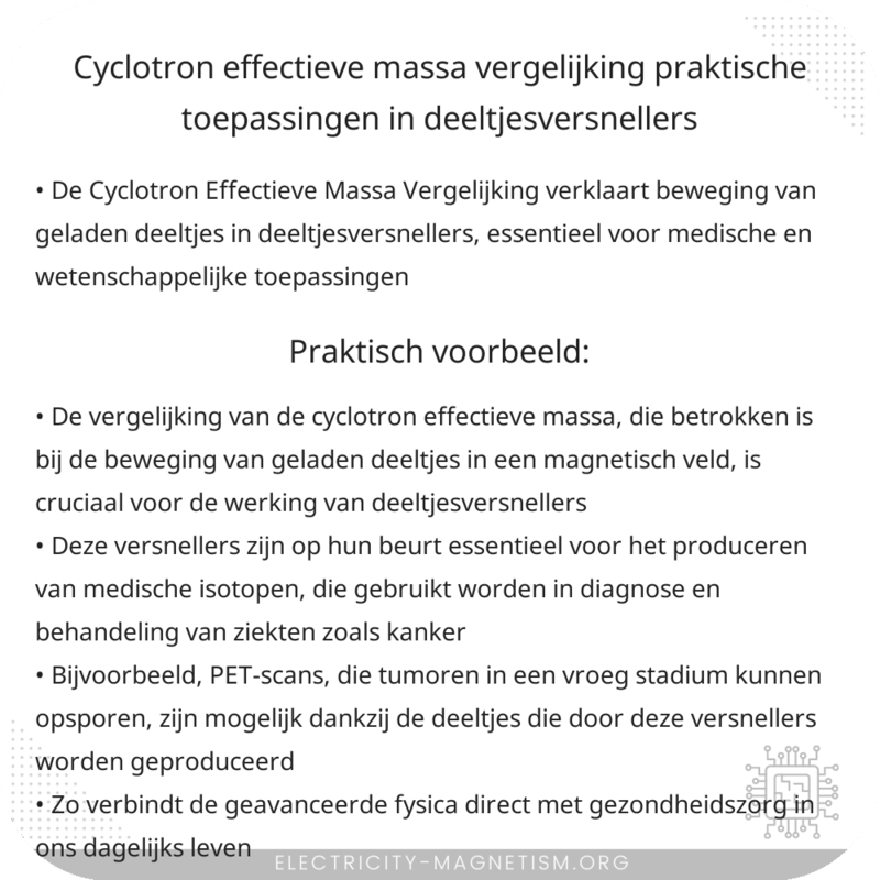 Cyclotron Effectieve Massa Vergelijking | Praktische Toepassingen in Deeltjesversnellers