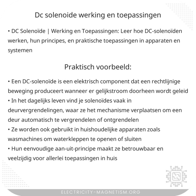 DC Solenoïde | Werking en Toepassingen