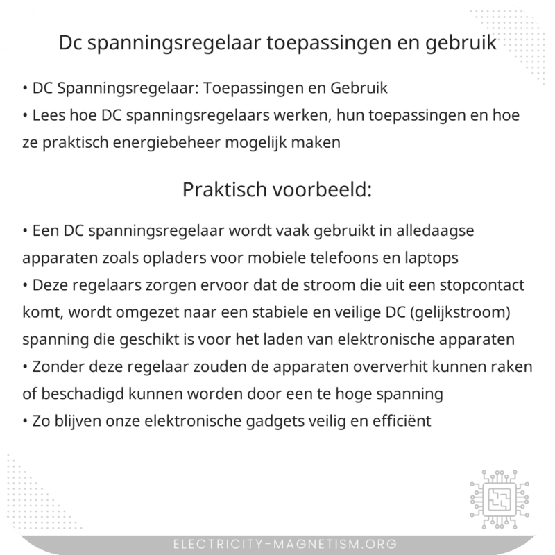 DC Spanningsregelaar | Toepassingen en Gebruik