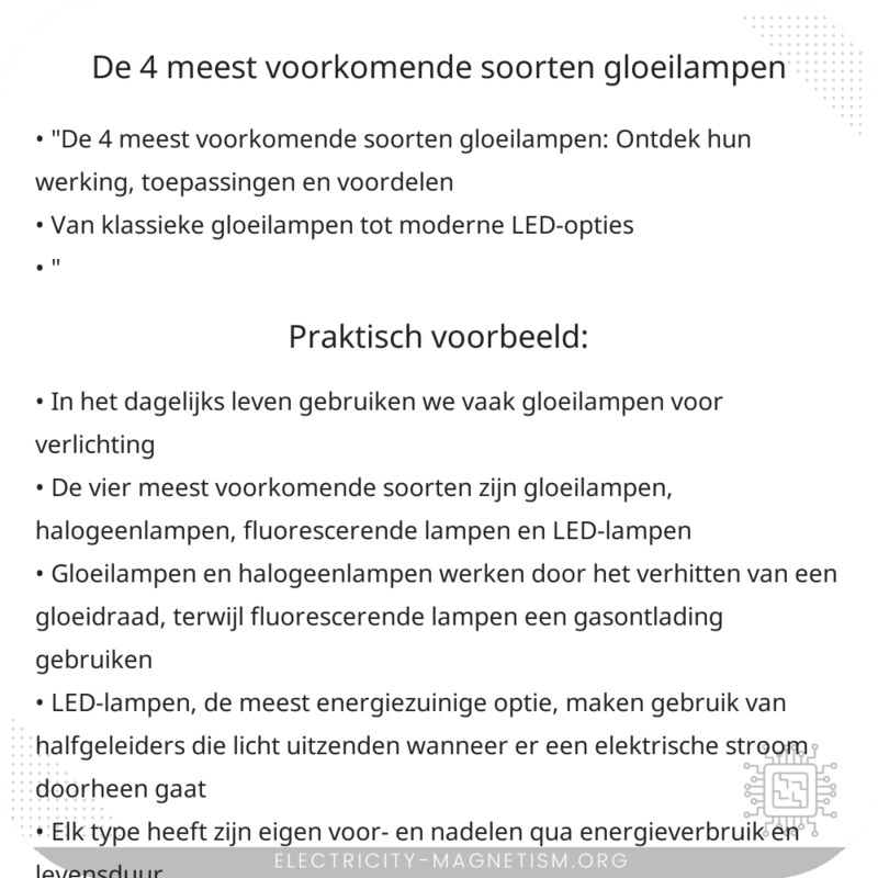 De 4 meest voorkomende soorten gloeilampen
