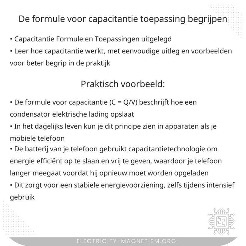 De Formule voor Capacitantie | Toepassing Begrijpen