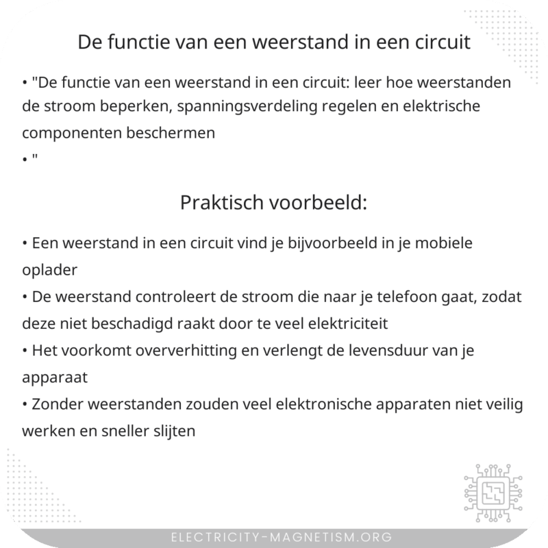 De functie van een weerstand in een circuit