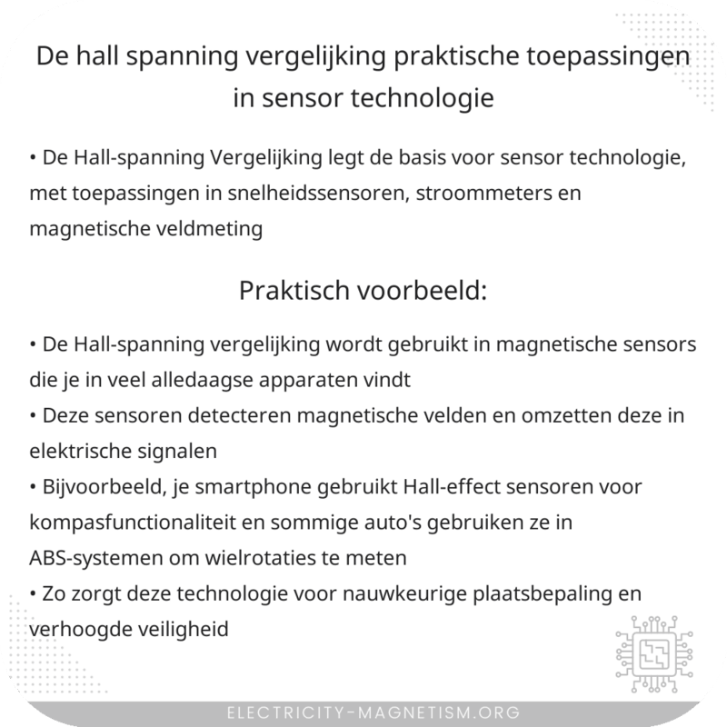 De Hall-spanning Vergelijking | Praktische Toepassingen in Sensor Technologie