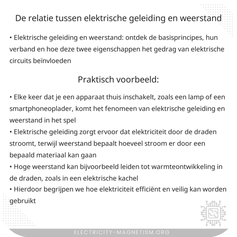 De relatie tussen elektrische geleiding en weerstand