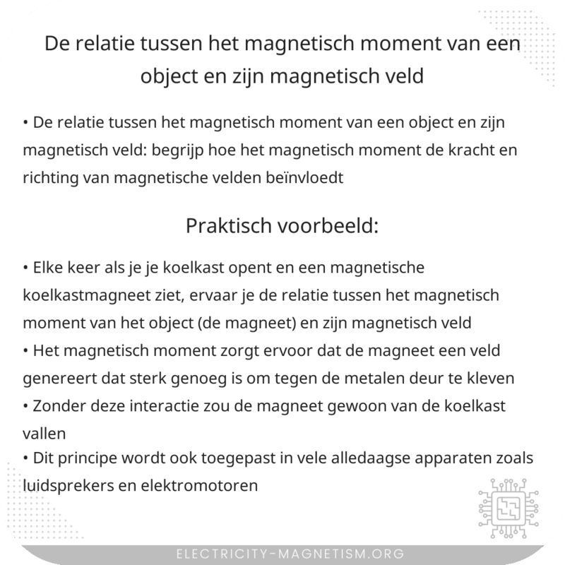 De relatie tussen het magnetisch moment van een object en zijn magnetisch veld