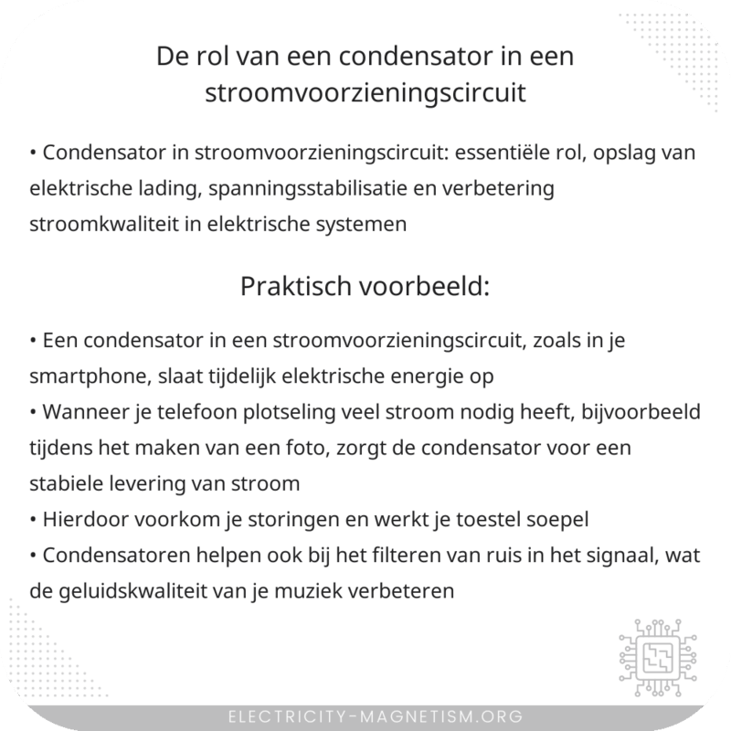 De rol van een condensator in een stroomvoorzieningscircuit