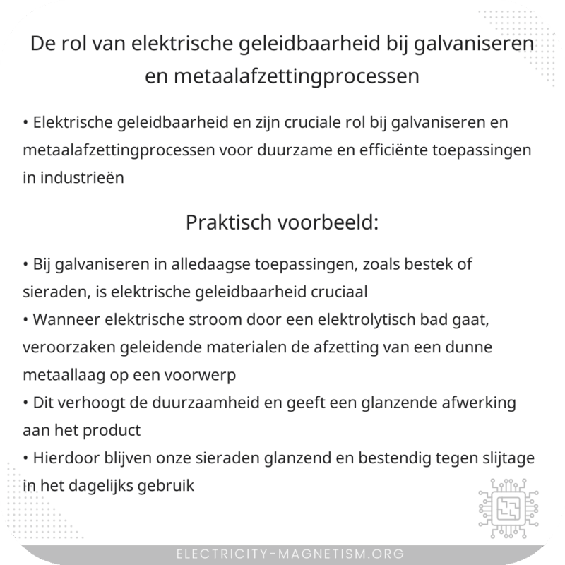 De rol van elektrische geleidbaarheid bij galvaniseren en metaalafzettingprocessen