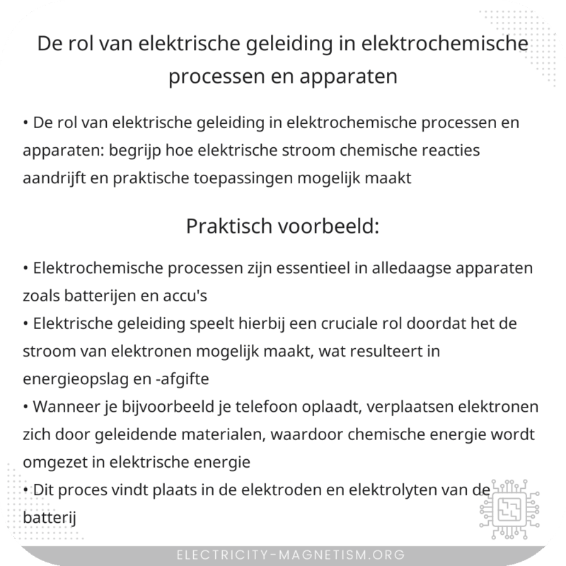 De rol van elektrische geleiding in elektrochemische processen en apparaten