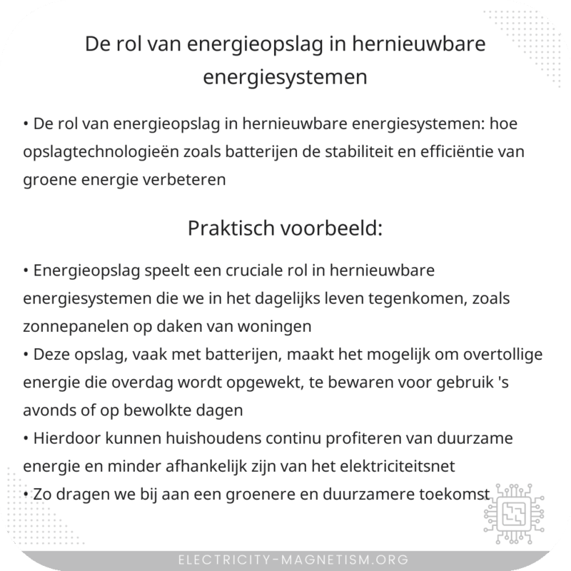 De rol van energieopslag in hernieuwbare energiesystemen