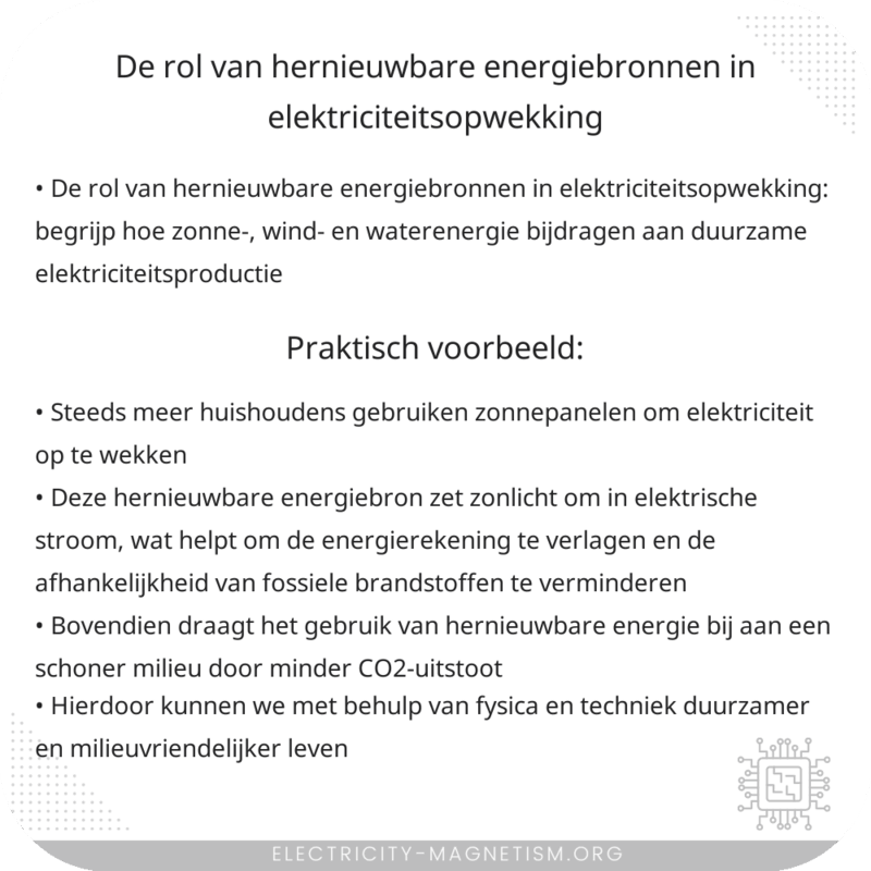De rol van hernieuwbare energiebronnen in elektriciteitsopwekking