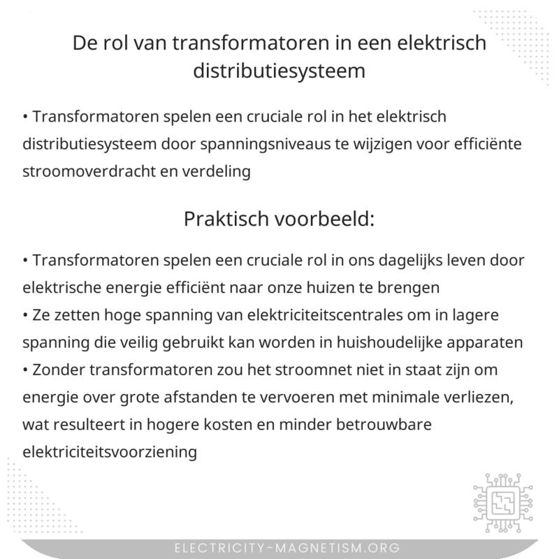 De rol van transformatoren in een elektrisch distributiesysteem