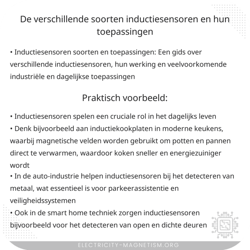 De verschillende soorten inductiesensoren en hun toepassingen