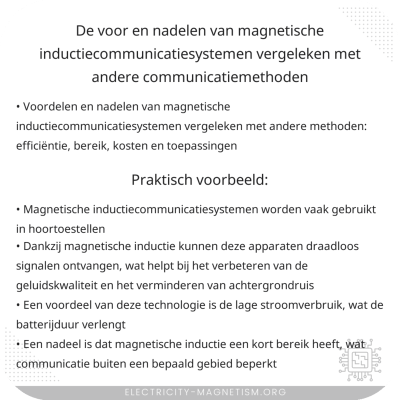 De voor- en nadelen van magnetische inductiecommunicatiesystemen vergeleken met andere communicatiemethoden