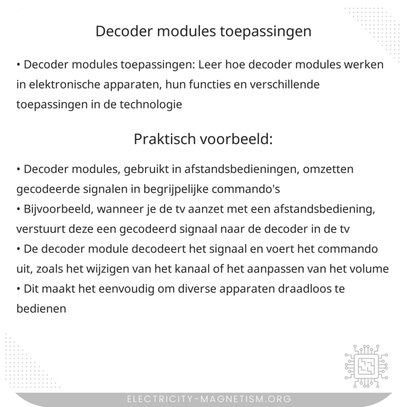Decoder Modules | Toepassingen