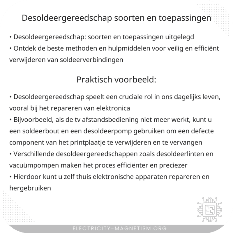 Desoldeergereedschap | Soorten en Toepassingen