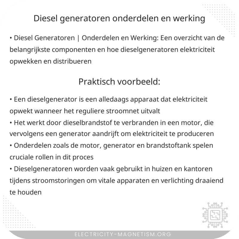 Diesel Generatoren | Onderdelen en Werking