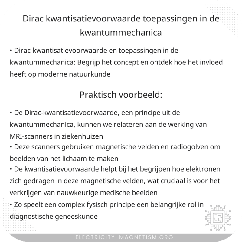 Dirac-kwantisatievoorwaarde: Toepassingen in de kwantummechanica