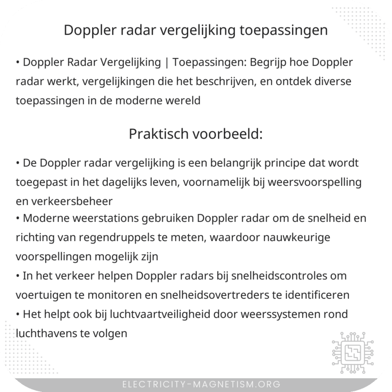 Doppler Radar Vergelijking | Toepassingen