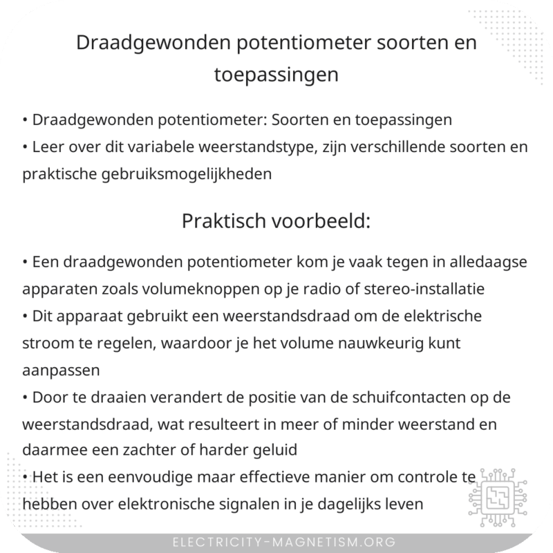 Draadgewonden Potentiometer | Soorten en Toepassingen