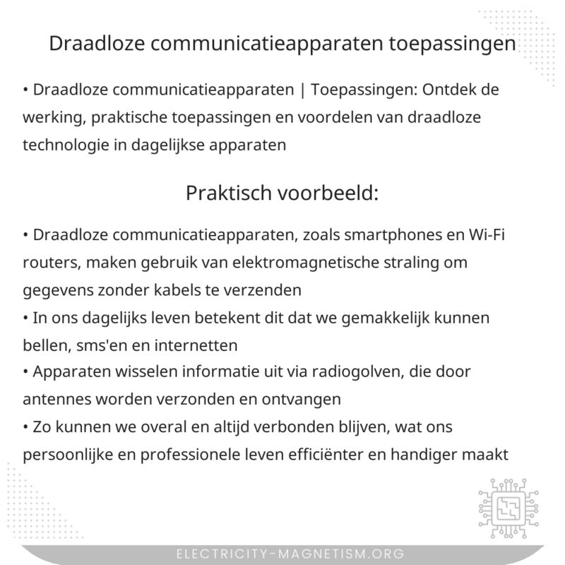 Draadloze Communicatieapparaten | Toepassingen