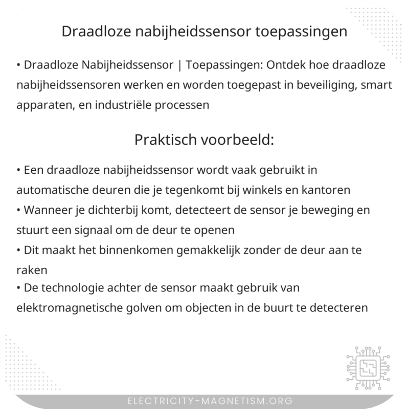 Draadloze Nabijheidssensor | Toepassingen