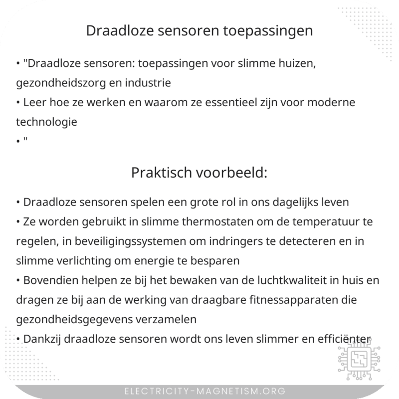 Draadloze Sensoren: Toepassingen