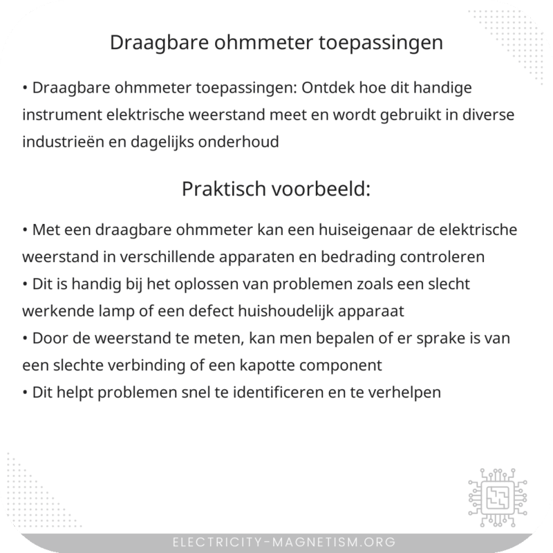 Draagbare Ohmmeter | Toepassingen