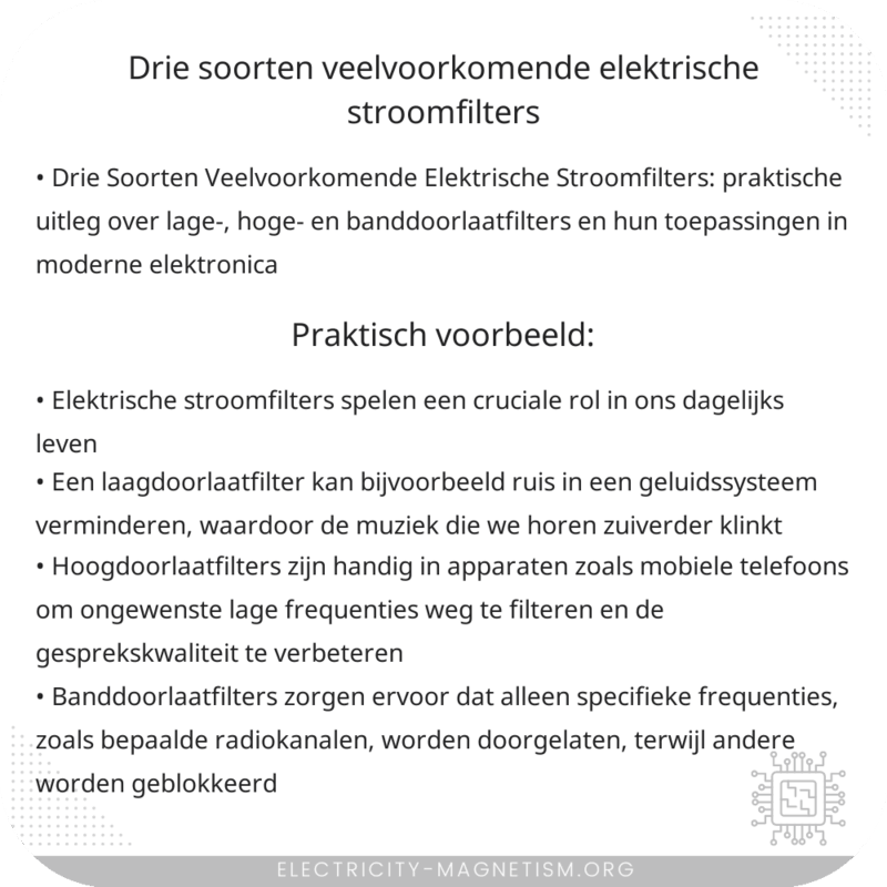 Drie Soorten Veelvoorkomende Elektrische Stroomfilters