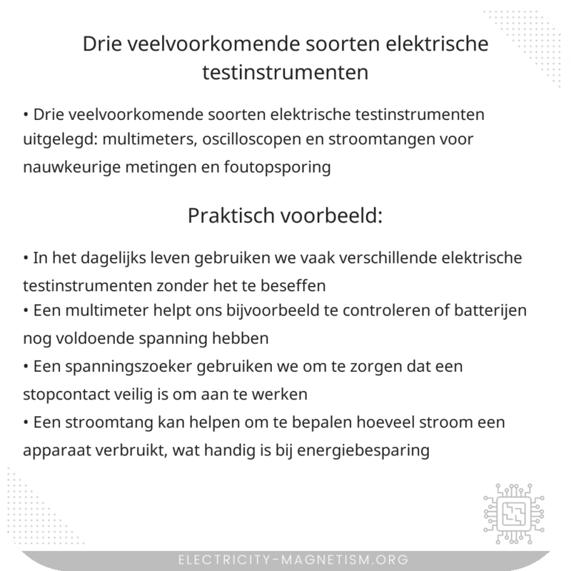 Drie veelvoorkomende soorten elektrische testinstrumenten