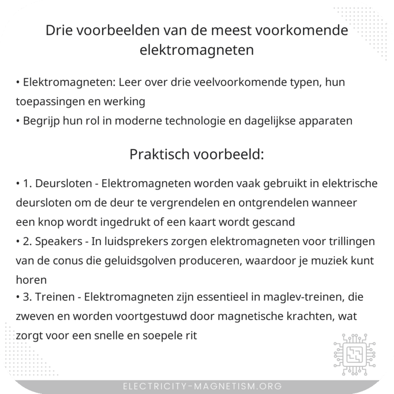 Drie Voorbeelden van de Meest Voorkomende Elektromagneten