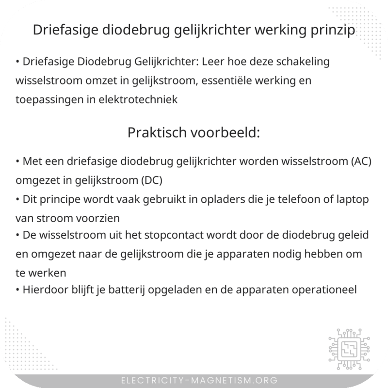 Driefasige Diodebrug Gelijkrichter | Werking Prinzip