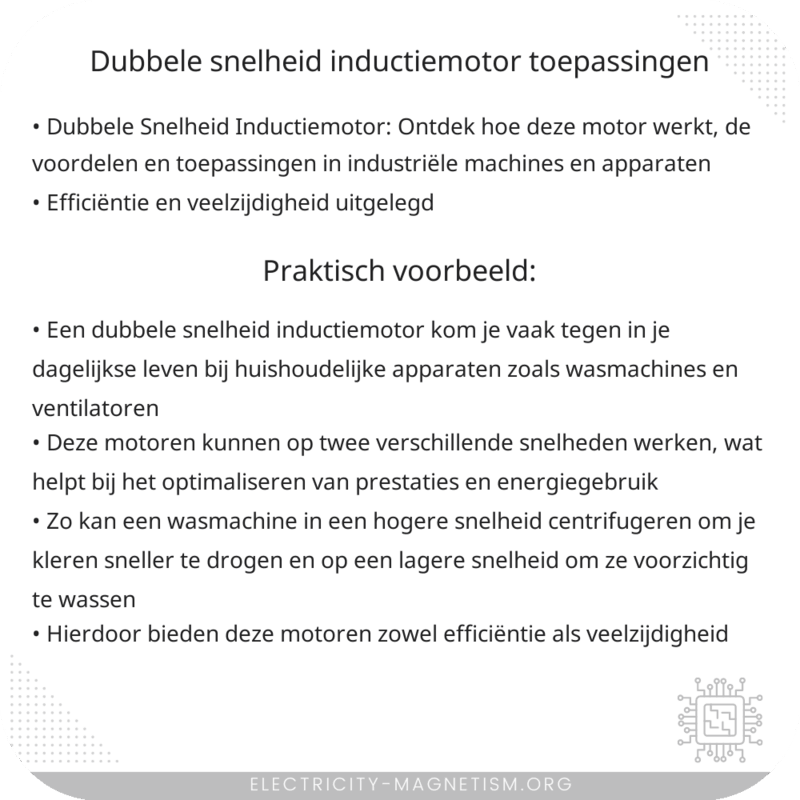 Dubbele Snelheid Inductiemotor | Toepassingen