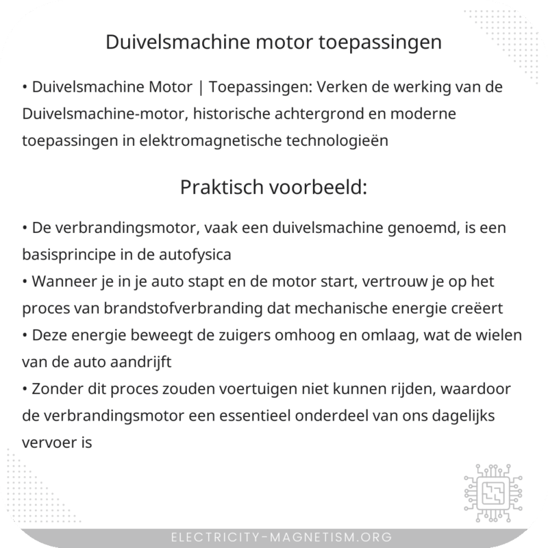 Duivelsmachine Motor | Toepassingen