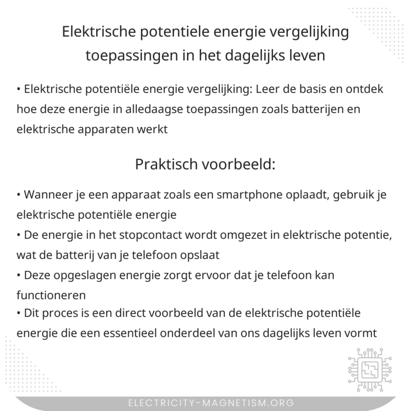 Elektrische Potentiële Energie Vergelijking | Toepassingen in het Dagelijks Leven